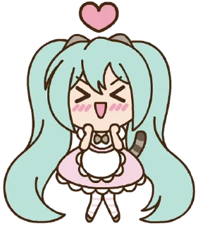 😍 emoji Hatsune Miku x Pusheen :: @line_stickers Telegram sticker 7 of 24