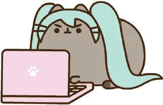 💻 emoji Hatsune Miku x Pusheen :: @line_stickers Telegram sticker 22 of 24