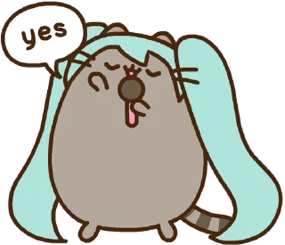 👍 emoji Hatsune Miku x Pusheen :: @line_stickers Telegram sticker 11 of 24
