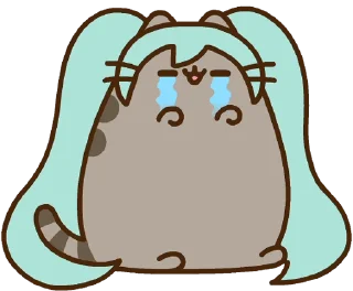 😭 emoji Hatsune Miku x Pusheen :: @line_stickers Telegram sticker 3 of 24