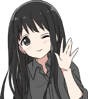 👋 emoji Girl with black hair long TL-EDIT :: @line_stickers Telegram sticker 21 of 32