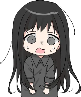 😱 emoji Girl with black hair long TL-EDIT :: @line_stickers Telegram sticker 12 of 32