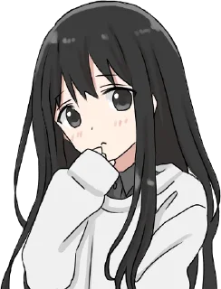 🤔 emoji Girl with black hair long TL-EDIT :: @line_stickers Telegram sticker 13 of 32
