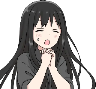 🙏 emoji Girl with black hair long TL-EDIT :: @line_stickers Telegram sticker 17 of 32