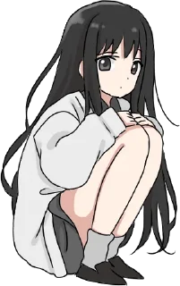 😕 emoji Girl with black hair long TL-EDIT :: @line_stickers Telegram sticker 15 of 32