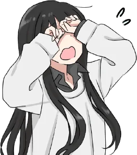 😱 emoji Girl with black hair long TL-EDIT :: @line_stickers Telegram sticker 18 of 32