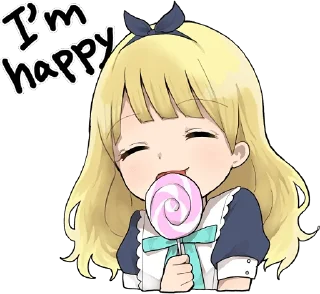 😋 emoji A little girl Sticker (Alice) ENG :: @line_stickers Telegram sticker 17 of 40