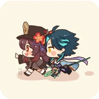 😇 emoji Ху Тао/Сяо Telegram sticker 12 of 108