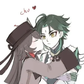 😚 emoji Ху Тао/Сяо Telegram sticker 13 of 108