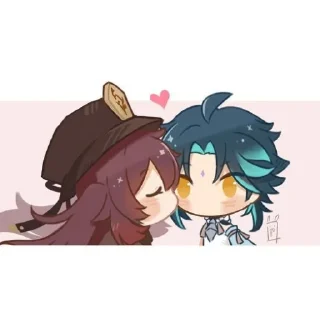 😘 emoji Ху Тао/Сяо Telegram sticker 23 of 108