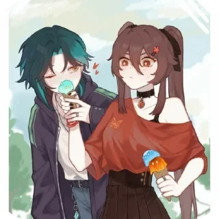 🤭 emoji Ху Тао/Сяо Telegram sticker 10 of 108