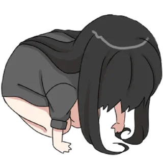 Sticker from girl with long black hair @kpi_jojo