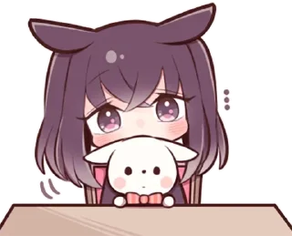 😕 emoji Black Sweetie Bunny @anime_stickerr Telegram sticker 6 of 39