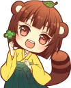 🍀 emoji Tanuki & Fox girl :: @line_stickers Telegram sticker 5 of 40
