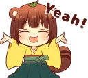 😄 emoji Tanuki & Fox girl :: @line_stickers Telegram sticker 9 of 40