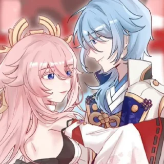 🌷 emoji Аято & Яэ Мико • @itsgensharts Telegram sticker 2 of 90