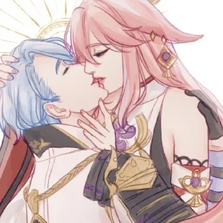 🌷 emoji Аято & Яэ Мико • @itsgensharts Telegram sticker 14 of 90