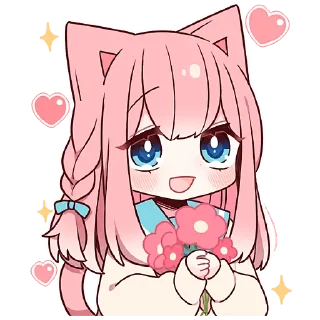 💐 emoji Розовая киса 2 @Nyasticks Telegram sticker 15 of 41