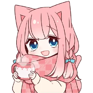 ☕ emoji Розовая киса 2 @Nyasticks Telegram sticker 16 of 41