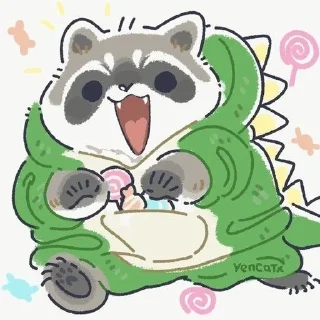 🦖 emoji yencatx raccoons Telegram sticker 16 of 76