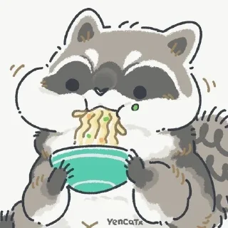 🍜 emoji yencatx raccoons Telegram sticker 7 of 76