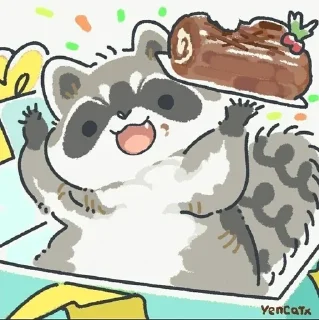 🥳 emoji yencatx raccoons Telegram sticker 23 of 76