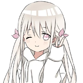 ✌️ emoji Hoodiegirl (white) @jp_stickers Telegram sticker 7 of 41