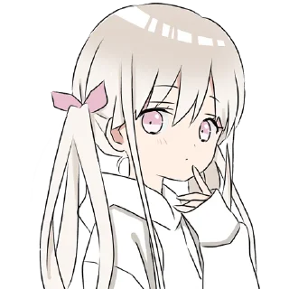 🤔 emoji Hoodiegirl (white) @jp_stickers Telegram sticker 18 of 41