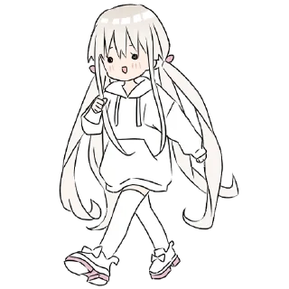 🚶‍♂️ emoji Hoodiegirl (white) @jp_stickers Telegram sticker 22 of 41