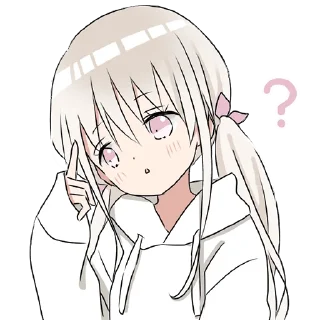 🤔 emoji Hoodiegirl (white) @jp_stickers Telegram sticker 15 of 41