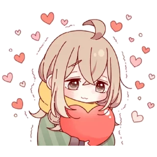 ❤️ emoji скромная тян @anime_stickerr Telegram sticker 3 of 33