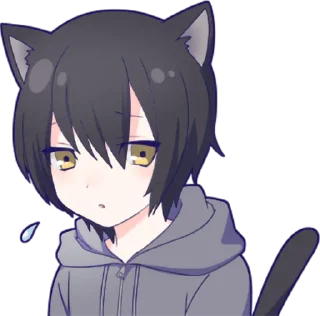 😧 emoji Black cat boy sticker • @punipuni_stickers Telegram sticker 2 of 24