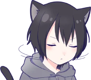 😑 emoji Black cat boy sticker • @punipuni_stickers Telegram sticker 7 of 24