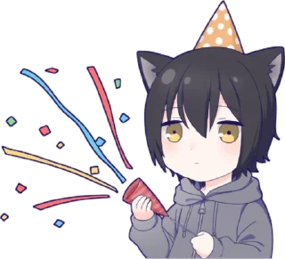 🎉 emoji Black cat boy sticker • @punipuni_stickers Telegram sticker 19 of 24