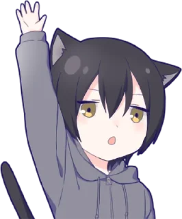 ✋ emoji Black cat boy sticker • @punipuni_stickers Telegram sticker 4 of 24