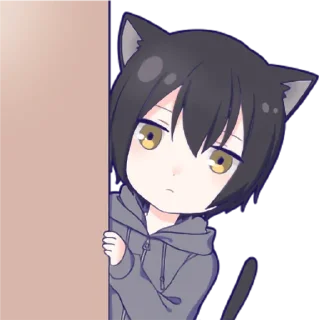 👀 emoji Black cat boy sticker • @punipuni_stickers Telegram sticker 6 of 24
