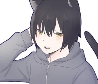 😺 emoji Black cat boy sticker • @punipuni_stickers Telegram sticker 24 of 24