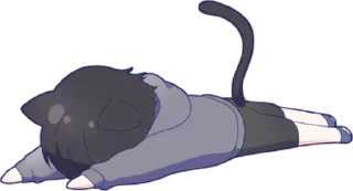 😔 emoji Black cat boy sticker • @punipuni_stickers Telegram sticker 17 of 24