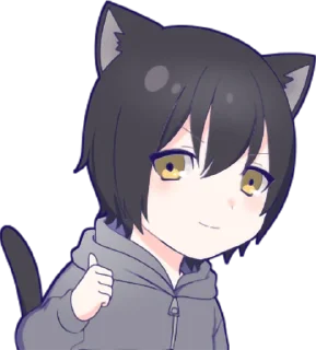 👍 emoji Black cat boy sticker • @punipuni_stickers Telegram sticker 20 of 24