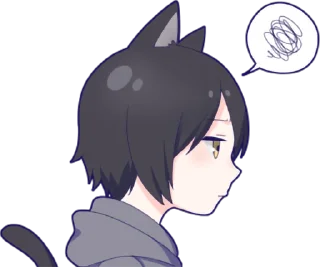 🤔 emoji Black cat boy sticker • @punipuni_stickers Telegram sticker 14 of 24