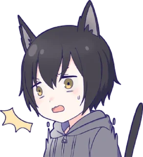 😧 emoji Black cat boy sticker • @punipuni_stickers Telegram sticker 12 of 24