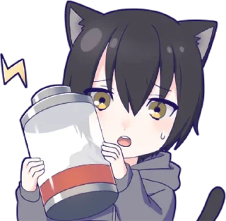 🔋 emoji Black cat boy sticker • @punipuni_stickers Telegram sticker 9 of 24