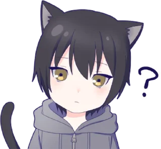 ❔ emoji Black cat boy sticker • @punipuni_stickers Telegram sticker 16 of 24