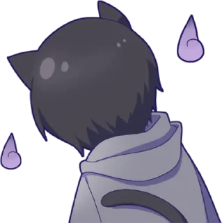 😞 emoji Black cat boy sticker • @punipuni_stickers Telegram sticker 10 of 24