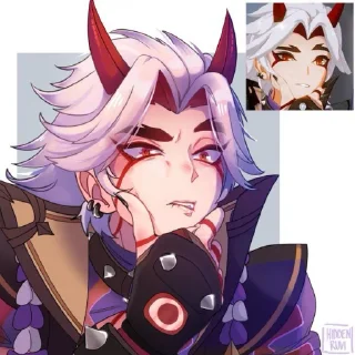 😗 emoji Arataki Itto by @yruwoq Telegram sticker 8 of 35