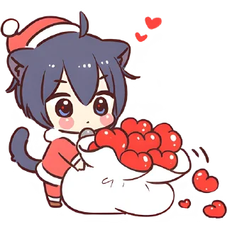 ❤️ emoji Чёрный зимний кот @Nyasticks Telegram sticker 12 of 41