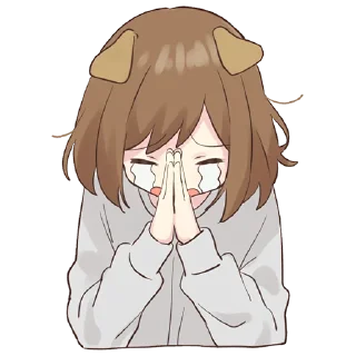 😓 emoji Dog Girl @jp_stickers Telegram sticker 17 of 41