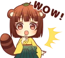 😯 emoji Tanuki & Fox girl :: @line_stickers Telegram sticker 7 of 40