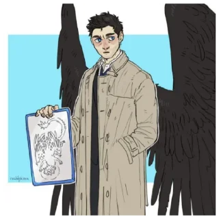 🙌 emoji 🤍🤵🏻Кастиэль, Сверхъестественное Telegram sticker 6 of 80