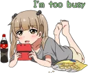 🕹 emoji Lazy pigtails girl :: @line_stickers Telegram sticker 10 of 40
